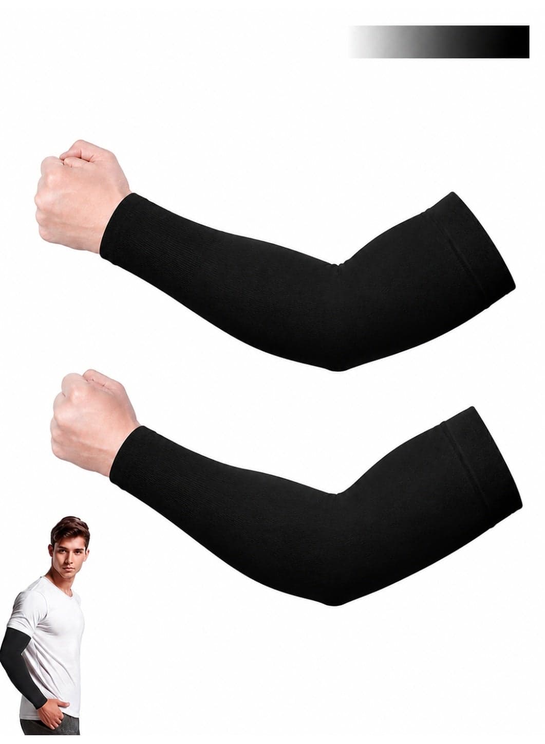 Pair of Cooling Arm Sleeves UV Protection for Men and Women, Breathable Stretch Sports Sleeves for Running, Cycling, Gym and Outdoor Activities, Sweat Wicking Sun Protection Arm Covers (Black)