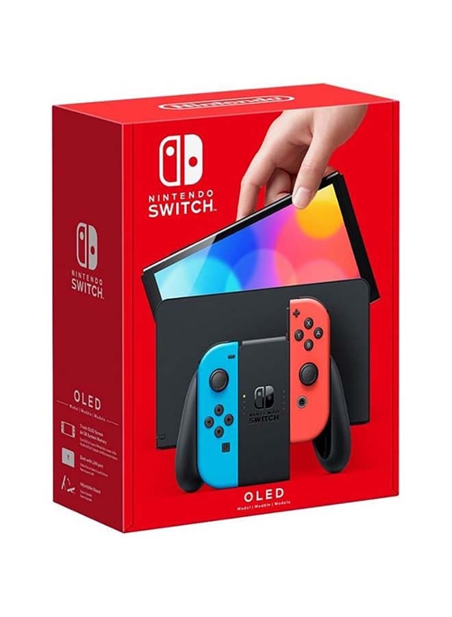Switch OLED (2021) Model - Neon Red & Blue Joy Con (UAE Version)