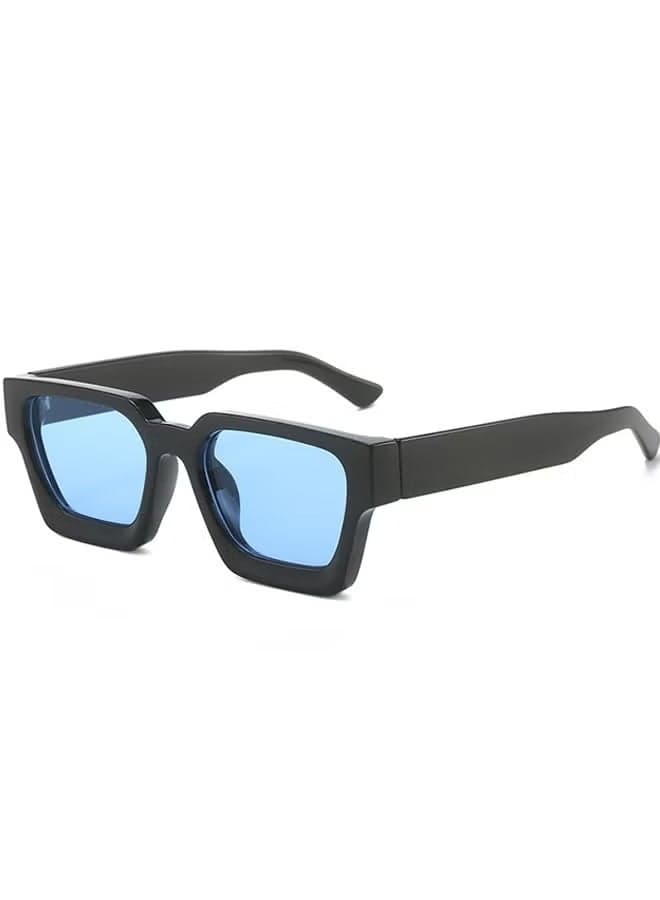 Retro Square 90s Sunglasses UV400 Protection, Chunky Rectangle Frame for Men & Women, Black & Blue