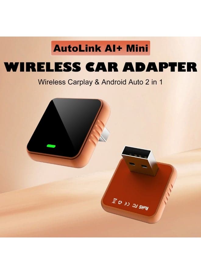 NIXIVE AutoLink AI+ Mini Wireless CarPlay & Android Auto Adapter, 2-in-1 Plug & Play Dongle Converts Wired to Wireless, USB & Type-C, Fast Stable Connection for iPhone & Android