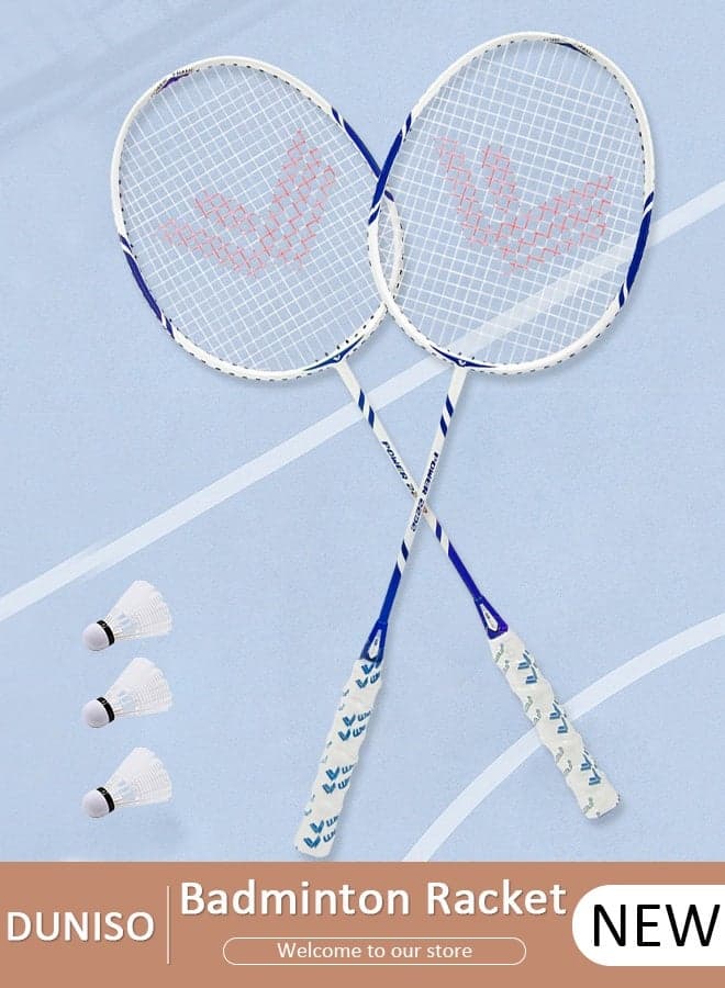 Badminton Racket Set of 2, Badminton Equipment, Lightweight & Sturdy, Indoor Outdoor Sports Beach Backyard Game for Adults Kids, 2 Racquets, 3 Shuttlecocks & Carry Bag Included