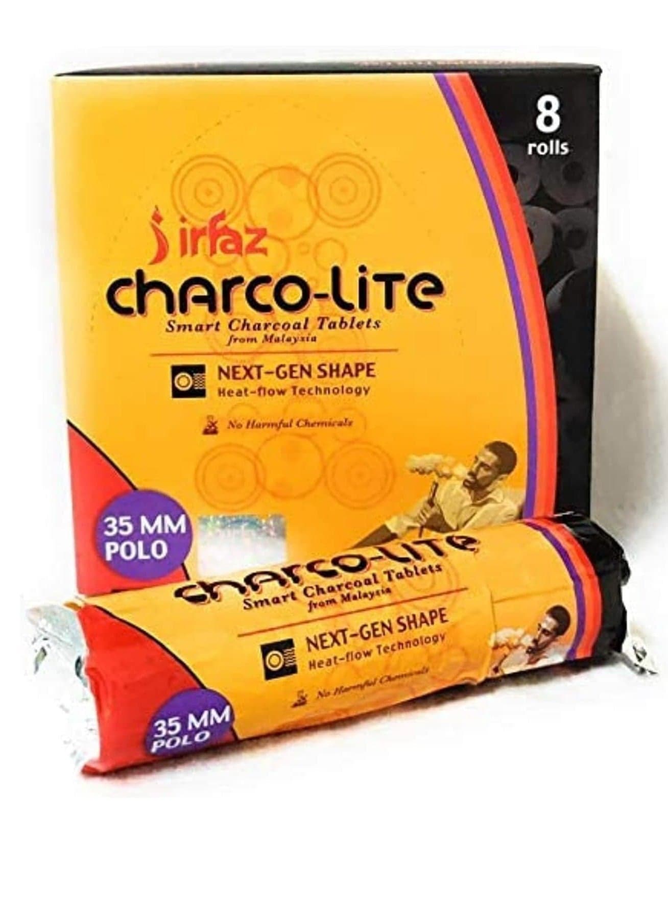 Irfaz Charco-Lite Charcoal- Smart Charcoal Tablets - Bakhoor 35 mm Polo- 80 Pcs (8 Rolls)