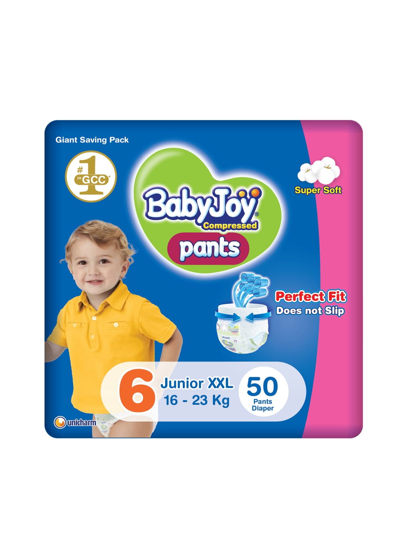 Compressed Culotte Pants Diaper, Size 6, Junior XXL, 16-23 Kg, Giant Pack, 50 Diapers
