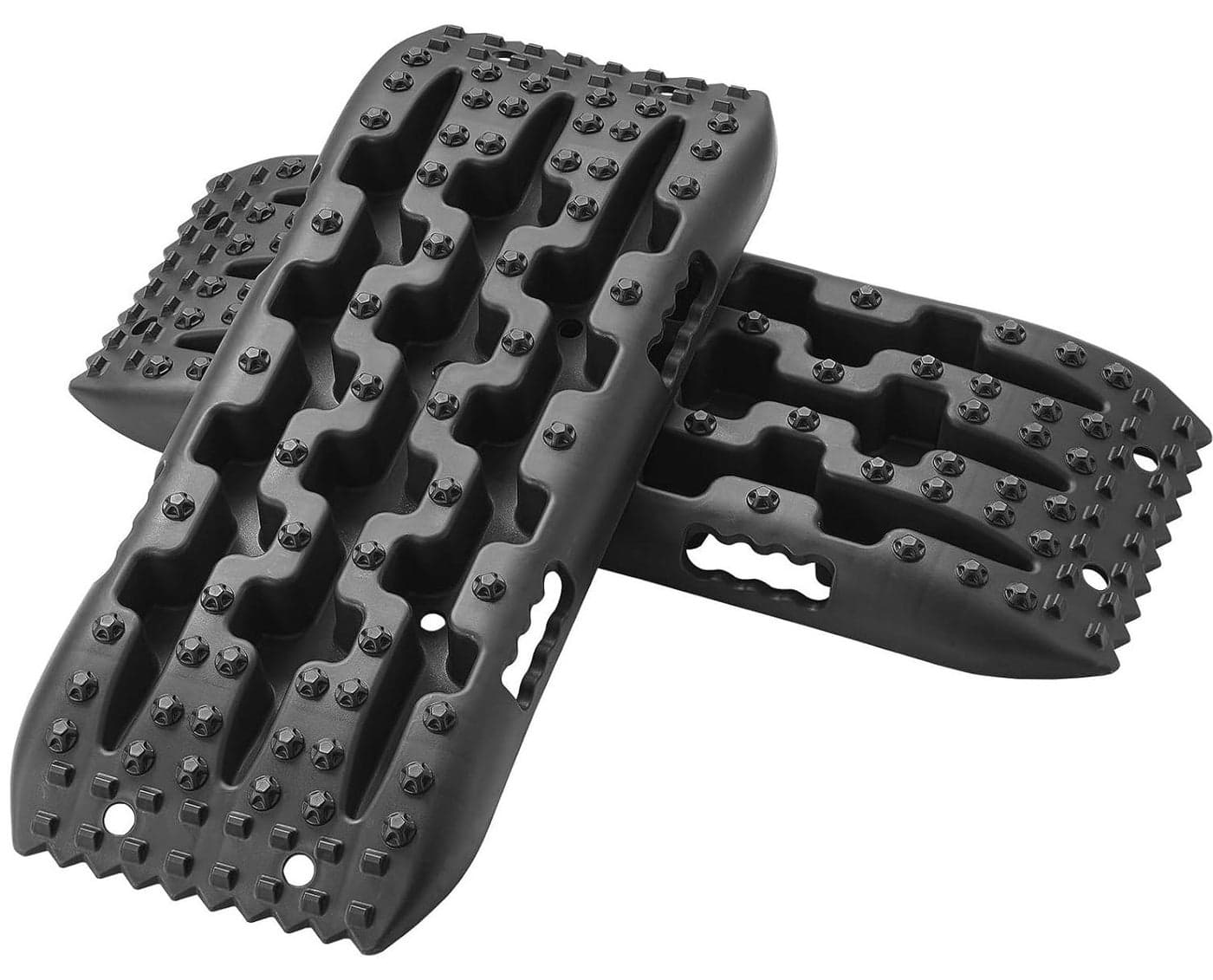 10 TON Traction Boards with PP Material, Recovery Boards for Off-road Vehicles/Cars/Pickups/SUVs/RVs, Pair Tire Traction Mats on Sand, Mud and Loose Terrain, Short, Black(2 PCS)