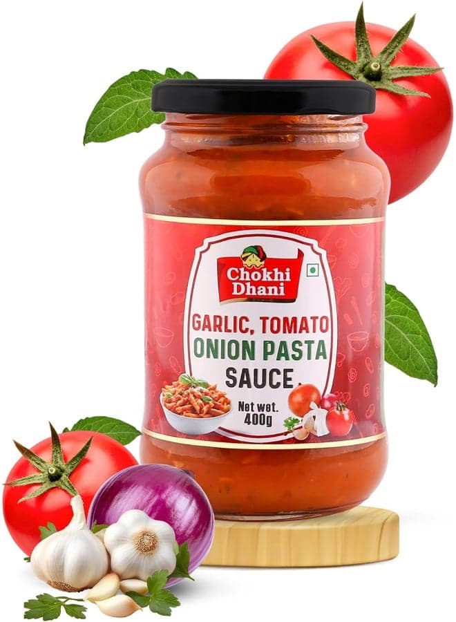 Garlic Tomato Onion Pasta Sauce 400 gm | Rich & Flavorful Italian-Style Sauce with Fresh Garlic, Ripe Tomatoes & Onions