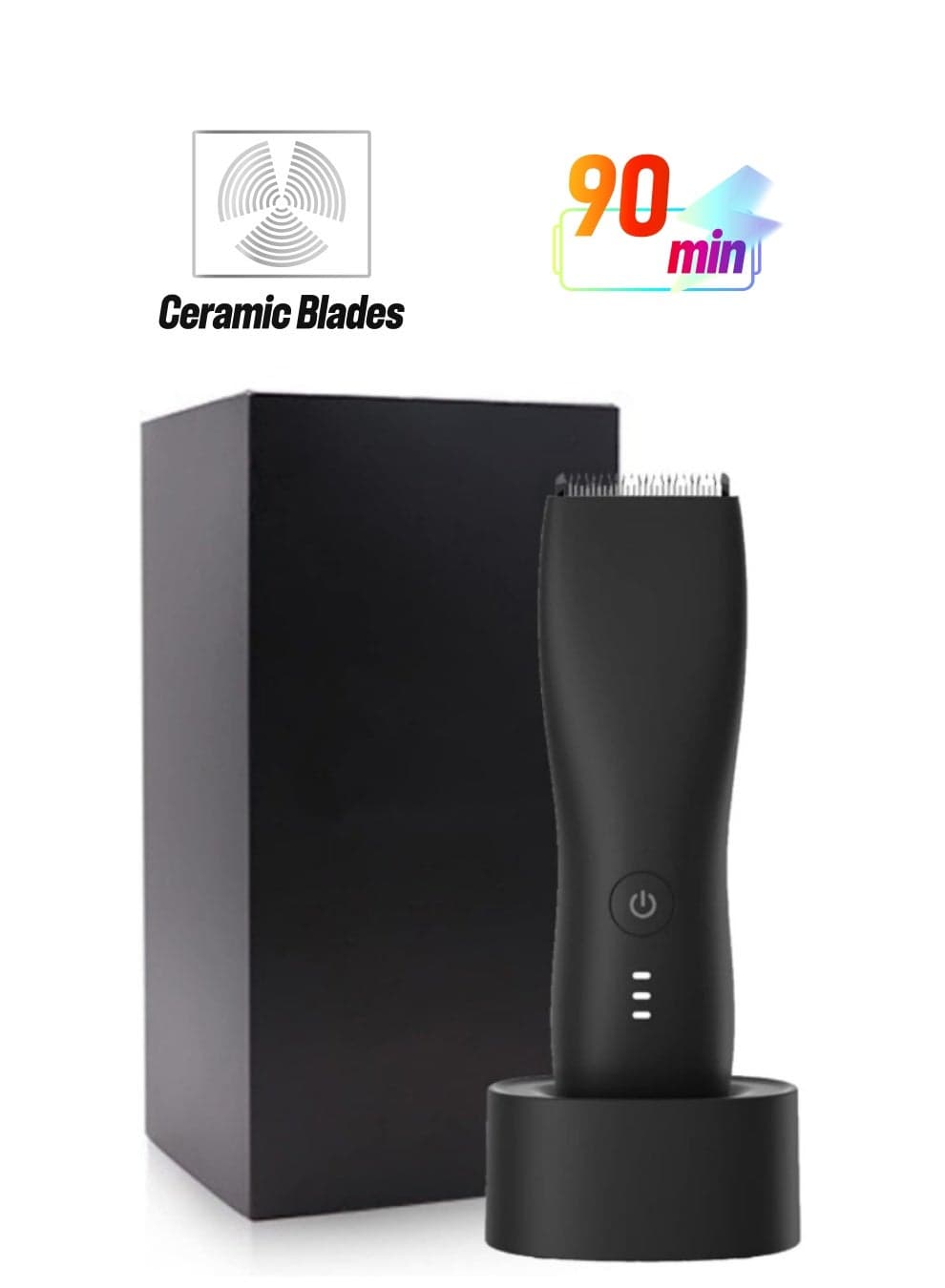 Body Hair Trimmer Shaver for Men & Women Replaceable Ceramic Blade Electric Razor Waterproof Clipper Standing Recharge Dock