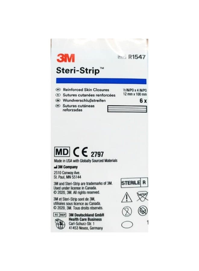 Steri-Strip Reinforced Skin Closures - 1/2" x 4" - 20 Pack of 6 Strip Envelope (120 Strips)