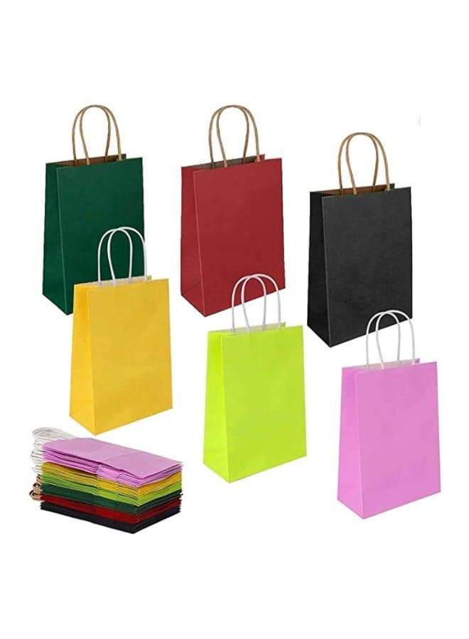COOLBABY 12 PCS Medium Gift Bags Kraft Paper Bags with Handles for Party Favors (21 x 27 x 11cm,Color mixing)