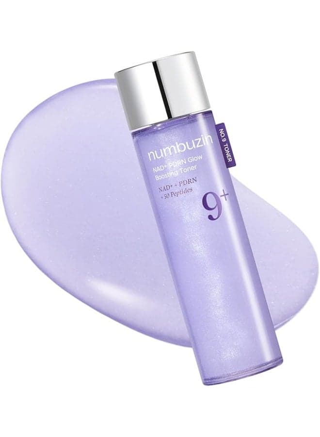 No.9 Toner | NAD+ PDRN Glow Boosting Toner | Glowing, Firming, Hydrating, Elasticity, Wrinkles, Fine Lines, Korean Skincare | Salmon PDRN, Peptides, NAD | Essence for Dry Skin | 5.07 fl. Oz