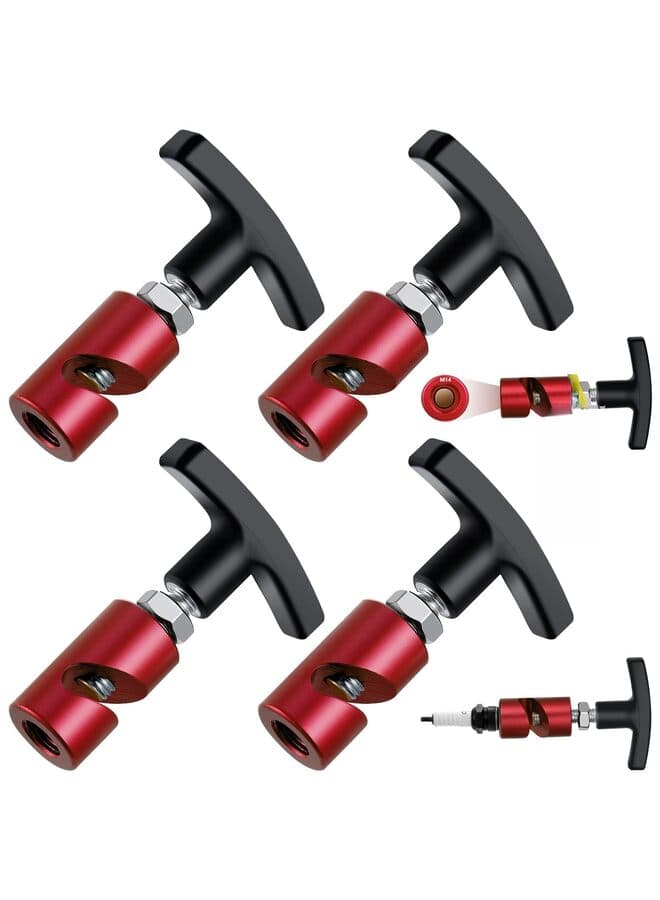 4PCS Car Hood Prop Struts Clamp Hood Strut Clamp with Brass Tip, Spark Plug Caliper and Car Hood Prop Rod Tool 2-in-1 Tool, 14mm Spark Plug Gap tool, Hood Lift Support Clip, Car Hood Cl