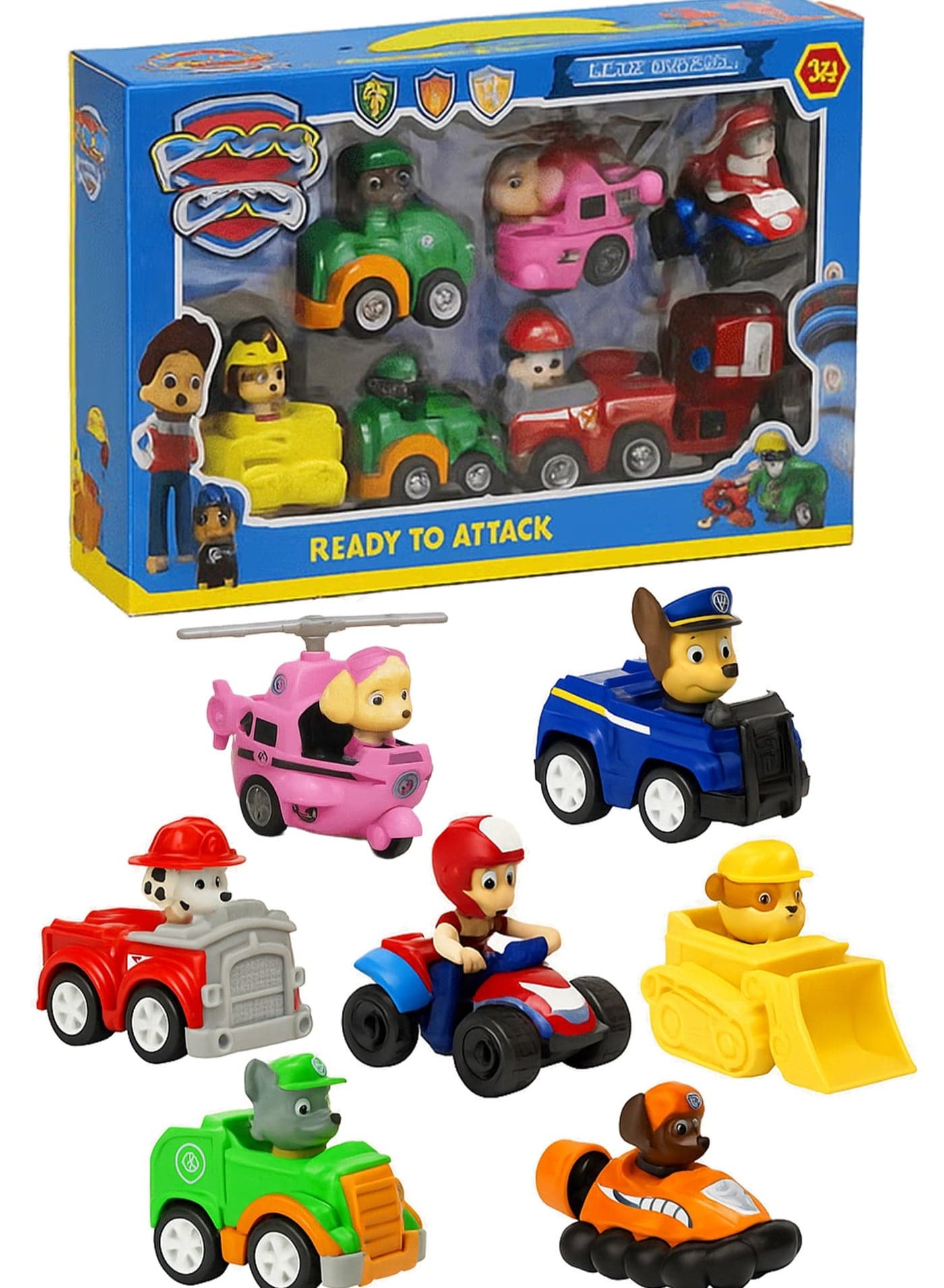 Paw Patrol Toys 7PCS Complete Set for Kids – Cartoon Dog Action Figure Playset for Kids, Educational Rescue Team Collectible Toys for Boys & Girls, Gift Box Set of Mini Character Figures – Fun Imaginative Play Toy Collection
