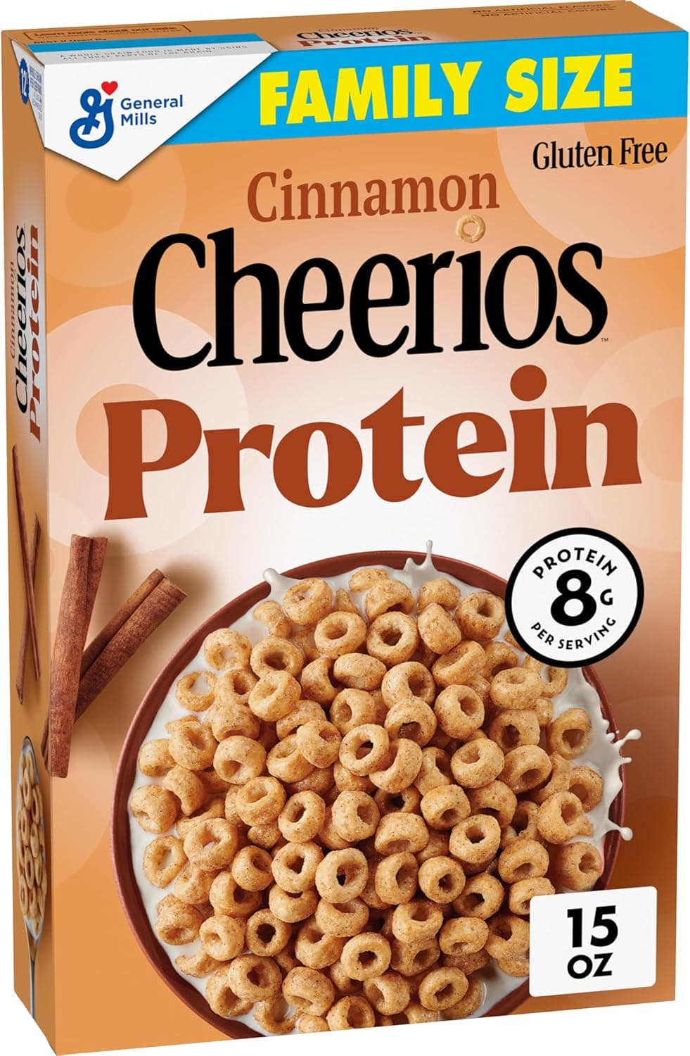 Cheerios Protein Cereal, Cinnamon Flavor, 8g Protein, Family Size, 15 oz