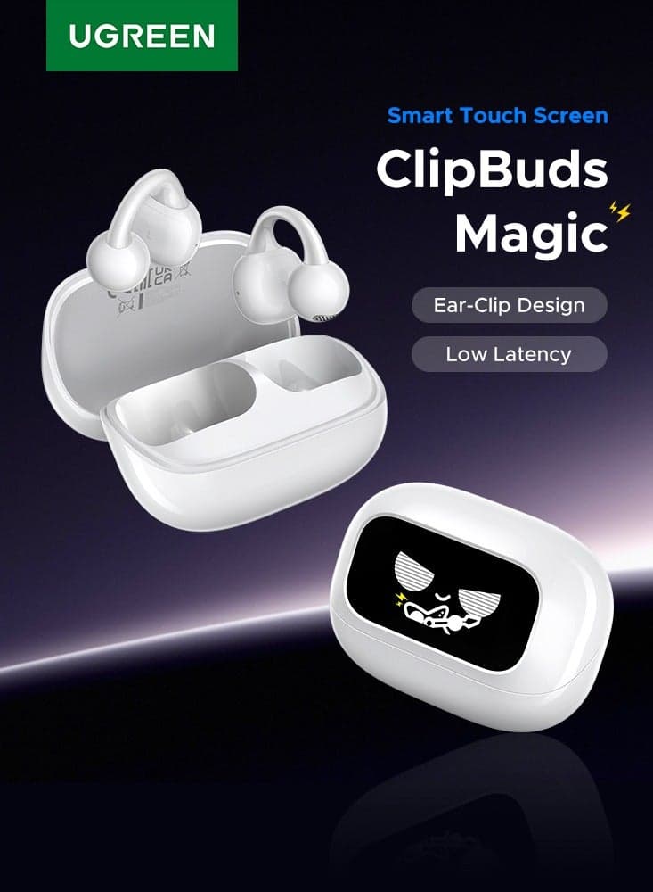 Open-Ear Wireless Headphones with Smart Touch Screen, Bluetooth 5.4 Wireless Earbuds, Open-Ear 12 Touch Functions, 12mm Diaphragm, 110ms Low Latency, Compatible with iPhone, Huawei, Xiaomi S6