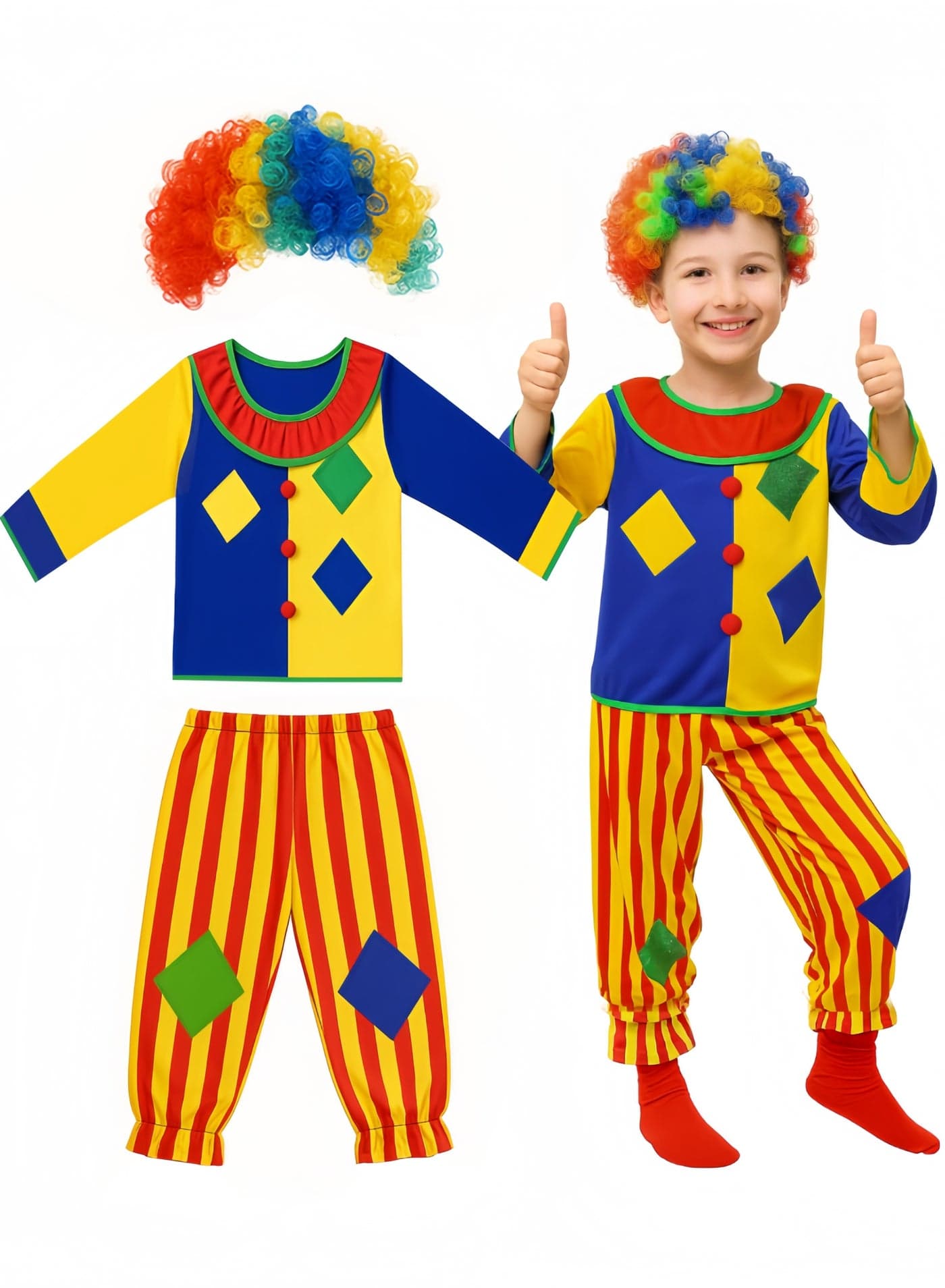 3Pcs Kids Clown Costume Set Circus Costume Boys and Girls Cosplay Costumes Quick Dress Up for Halloween Circus Cosplay Party