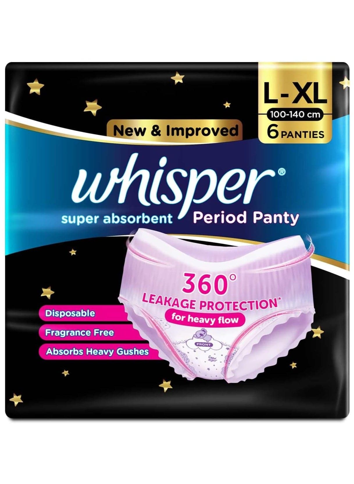 Super Absorbent L-XL Period Panty, 360 Degree Leakage Protection for Heavy Flow