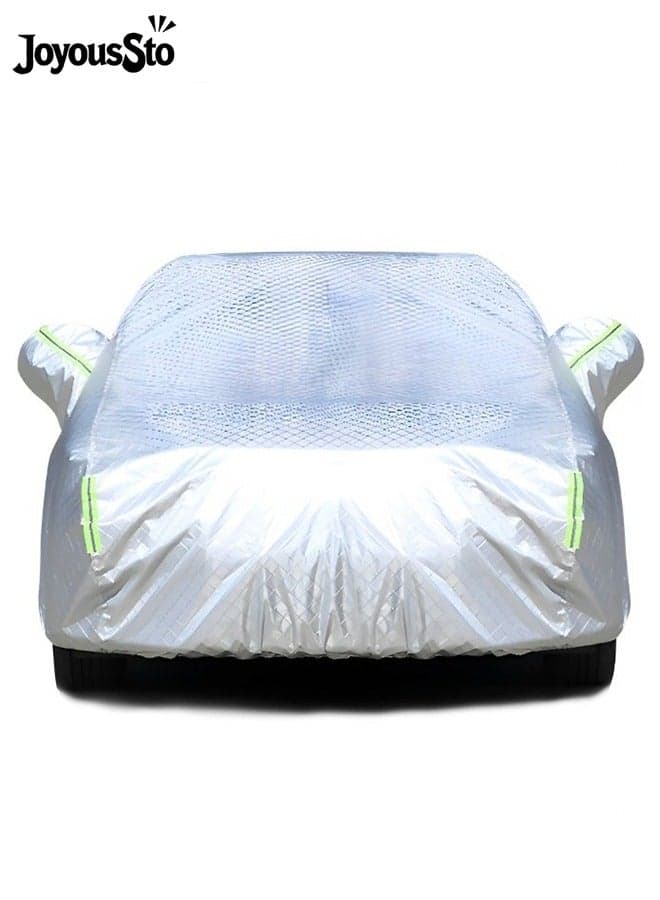 Multi Layers Car Cover Waterproof All Weather for Automobiles, Outdoor Full Cover Windproof, Sand proof, Rain proof, UV proof Car Covers with Zipper Door Car Protection White 5*1.9*1.75m