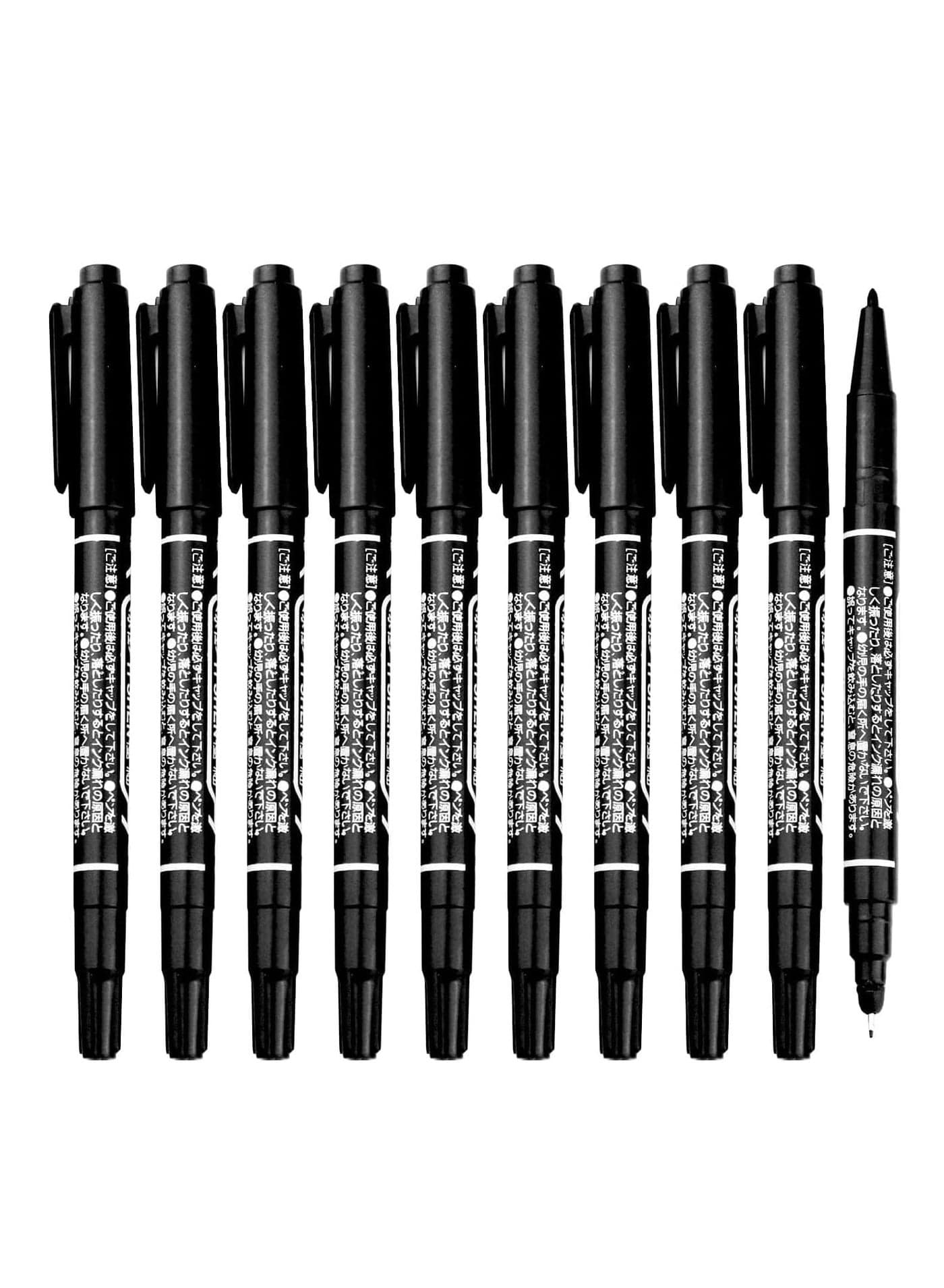 12 Pieces Double Sided Permanent Marker Black, Twin Markers (Pack Of 12 Pcs)
