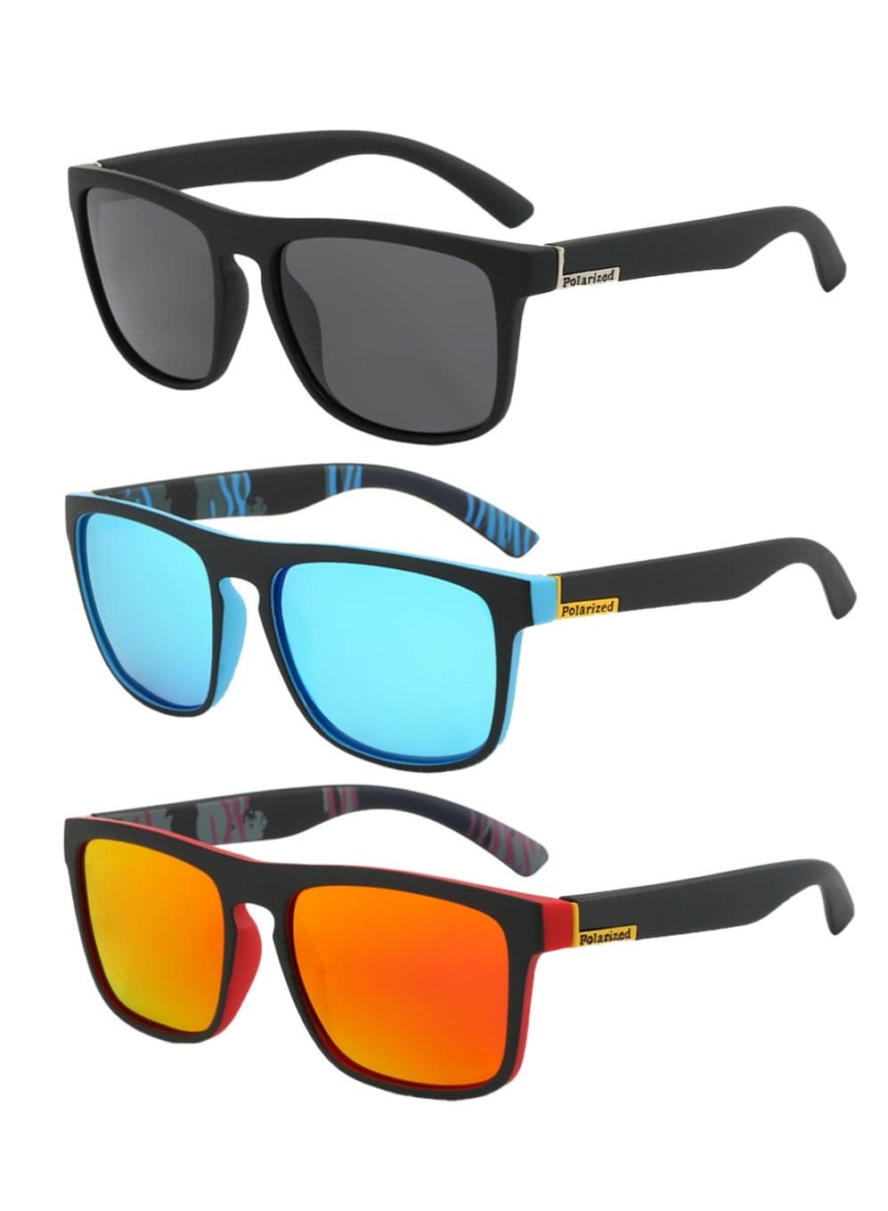 3Pcs Polarized Sunglasses Men's Cycling Glasses Riding Glasses Running Glasses Mountaineering Glasses Driving Glasses Fishing Glasses UV400 Goggles