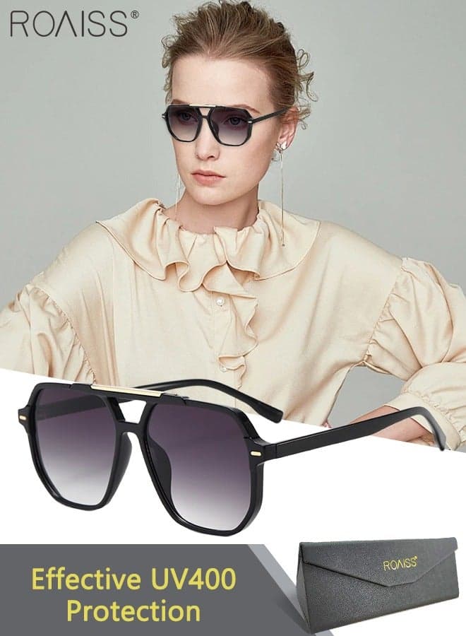 Retro Fashion Aviator Sunglasses for Women Men, UV400 Anti-ultraviolet Gradient Lenses Suitable for Shopping, Party, Travel, with Glasses Case