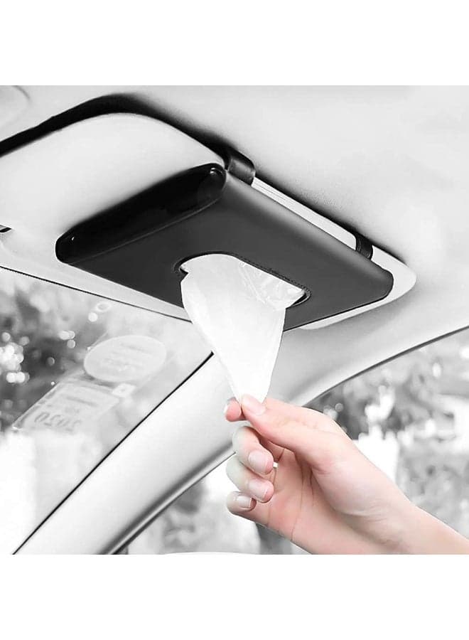 Tissue Box Holder for Car, Car Tissues Holder, Car Napkin Case, Hanging Paper Towel Clip, PU Leather Tissue Box, Paper Carton, Mask Holder for Car