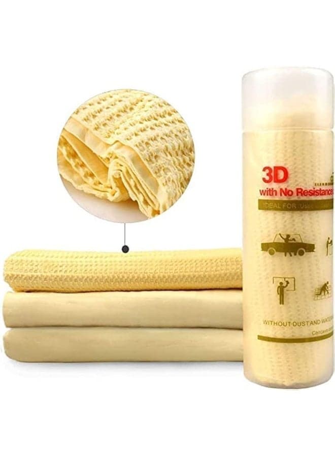 3D Chamois Pro Synthetic Car Drying Towel for Car Wash, Water Absorbent Chamois Cloth for Car, Boat and other water sports, Multipurpose Chamois Towel Cloth for Car Dusting Drying Towel