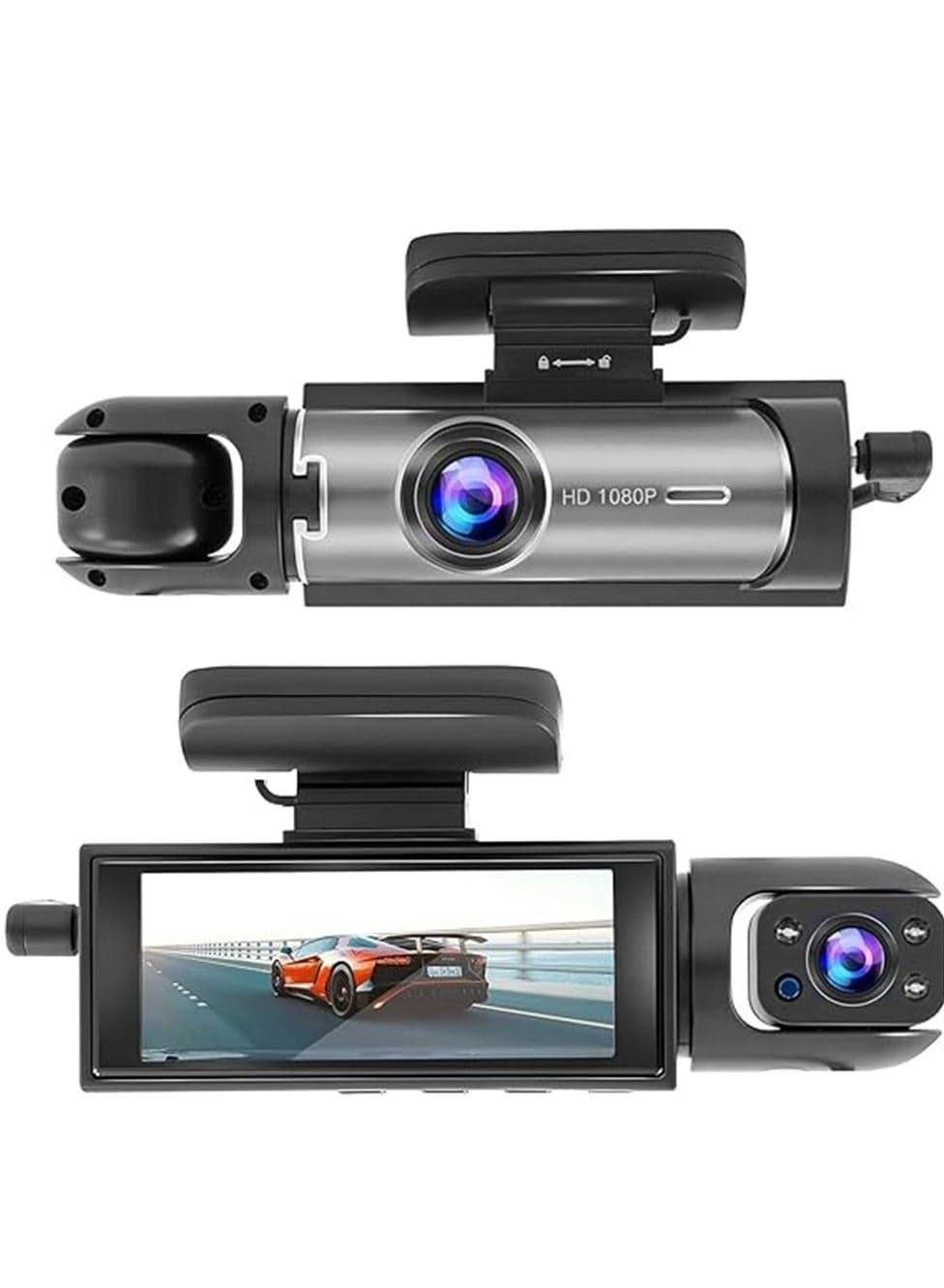 Dash Cam Front and Inside 1080P Full HD – Dual Lens Car Camera with 170° Wide Angle, Super Night Vision, G-Sensor Collision Lock, Loop Recording, Parking Monitor, Motion Detection, 3.16" LCD Display, Adjustable Dash Camera for Cars (Black)