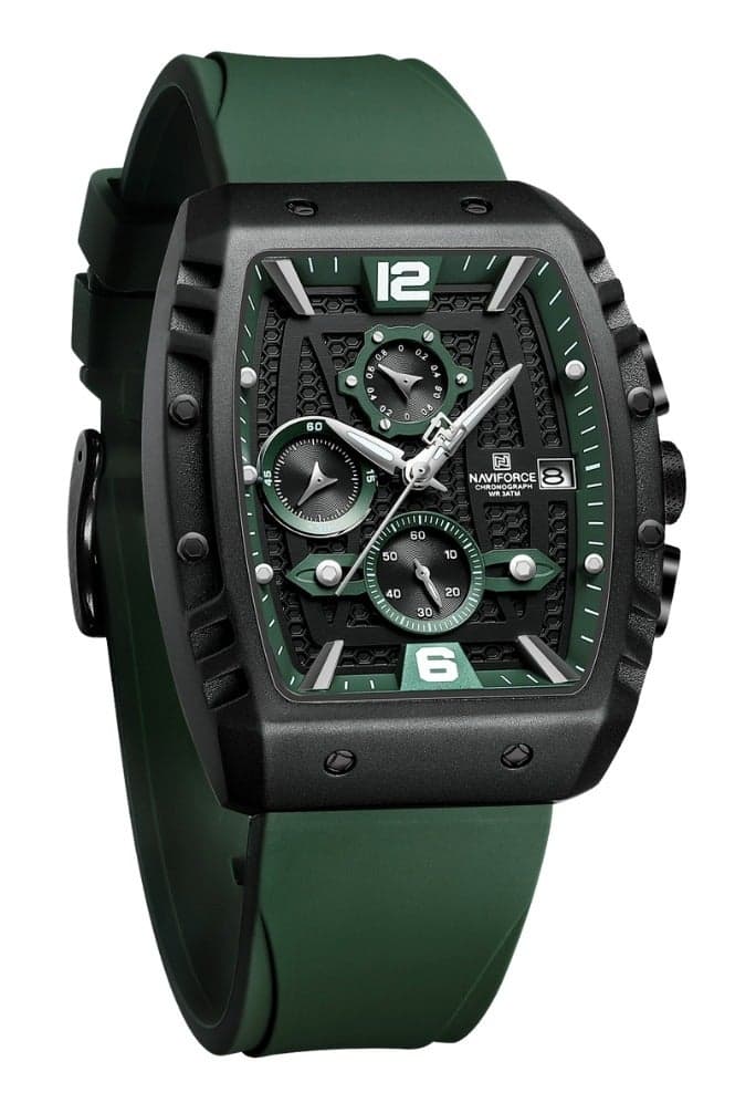 NAVIFORCE Waterproof Chronograph Sport Watch for Men, with Auto Date Quartz Wrist Watch, Colorful Silicone Band NF8025