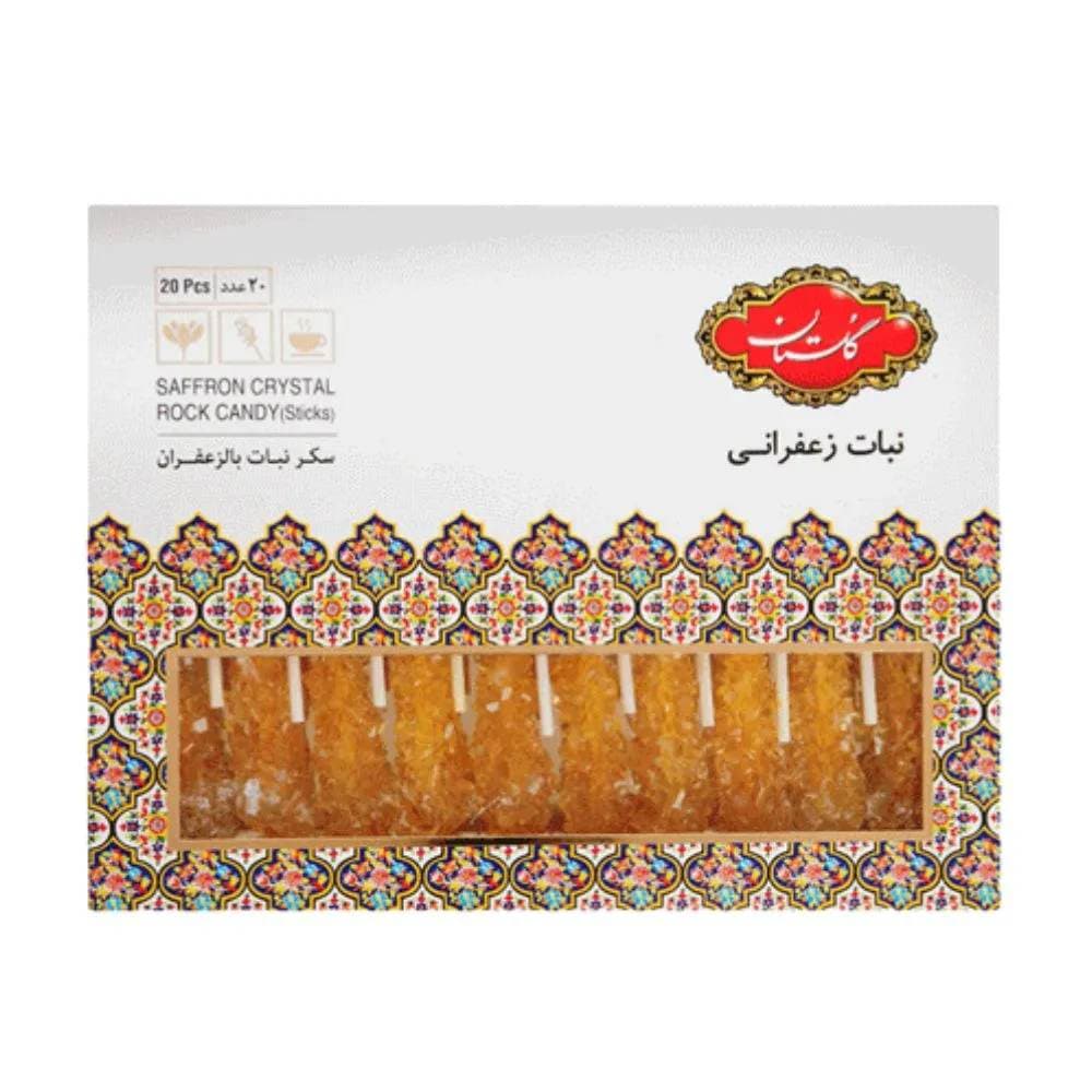 Golestan Saffron Flavor Crystal Rock Candy Sticks- 20pcs