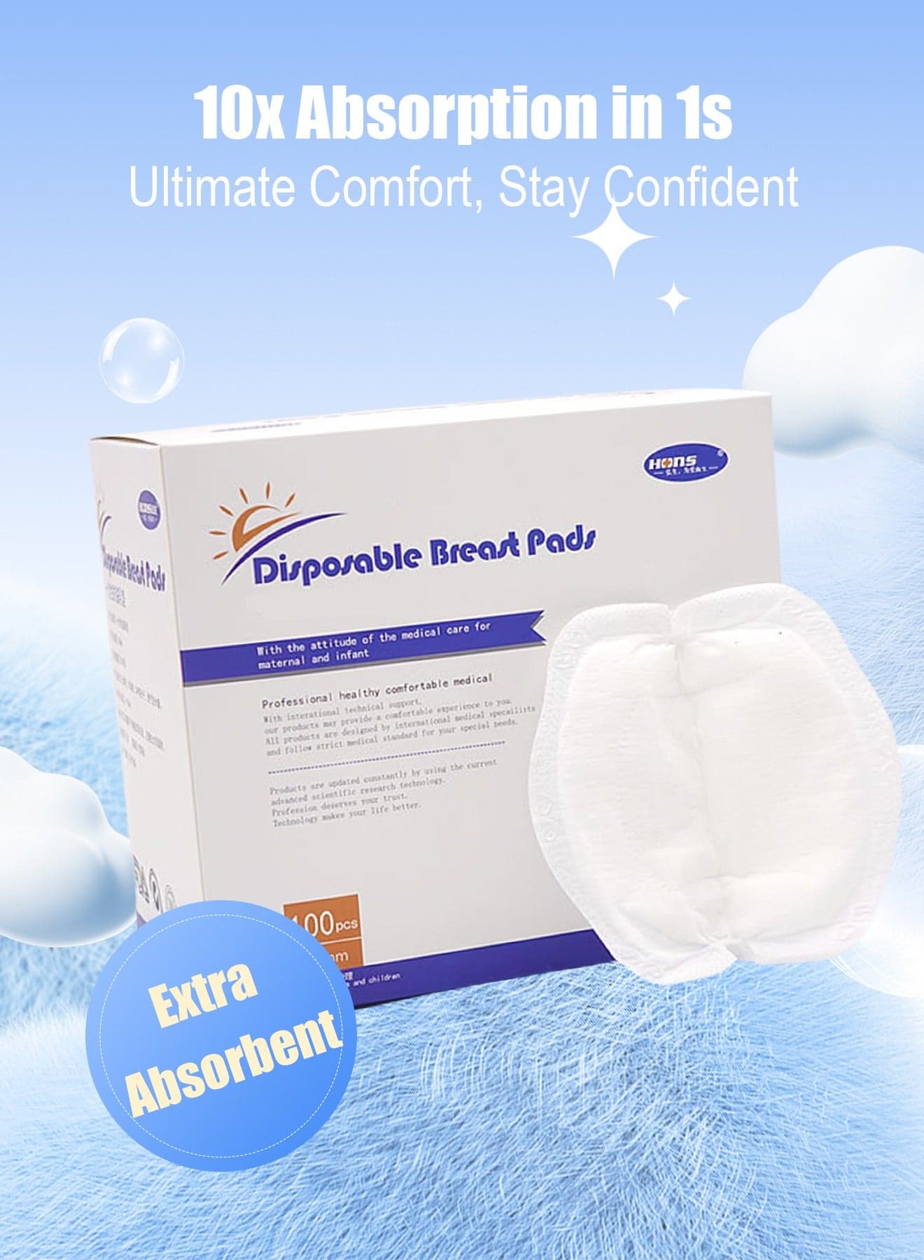 100 count Disposable Breast Pads Medical-grade Nursing Pads Super Absorbent Nursing Pad Breastfeeding Essentials Sterilized Individually Packed