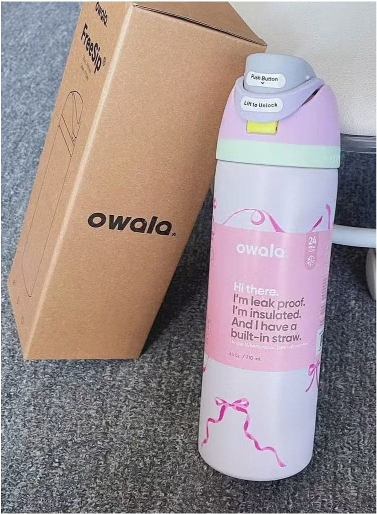 Owala Freesip Insulated Stainless Steel Water Bottle With Straw For Sports And Travel, Bpa-Free, 24-Ounce,Pink Tie