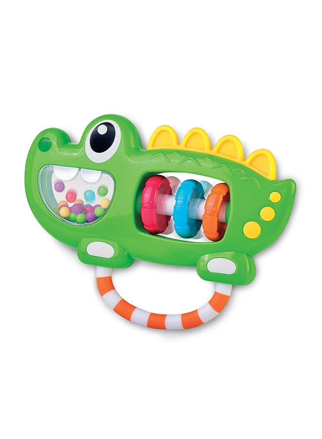 Little Learners My First Rattle Alligator, Multi-Textured Beads, Easy Grasp Handle, Enhance Motor Skills, 12.07 X 3.18 X 20.96 Cm, 6 Months+ - Green