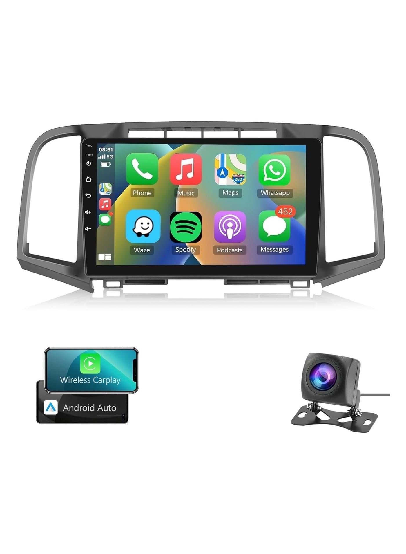 Android Car Stereo for Toyota Venza 2009 2010 2011 2012 2013 2014 2015 2016 6GB RAM 128GB ROM 9 Inch Support SIM Card, Apple Carplay, MirrorLink WiFi BT, IPS Touch Screen with AHD Camera Included