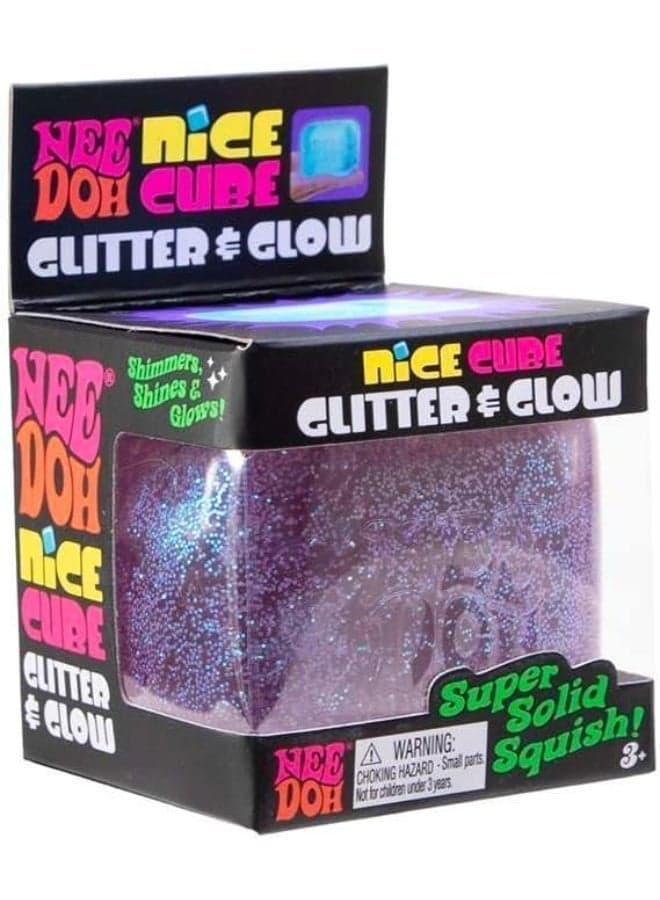 NeeDoh Nice Cube Glitter and Glow-PURPLE