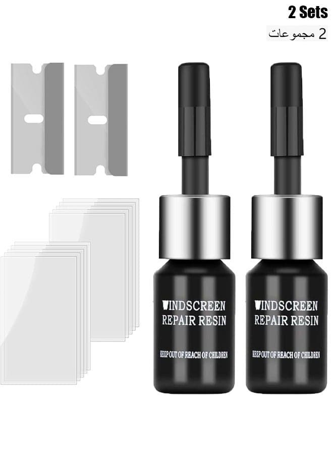 Windshield Crack Repair Kit, Car Window Cracks Gone Glass Repair Fluid, 2 Bottles Nano Glass Crack Repair Liquid Quick Windshield Repair for Chips and Cracks, Bulls-Eye and Star-Shaped Crack