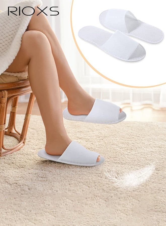 15 Pairs Disposable Guests Slippers, Universal Open Toe Spa Slippers, Bulk Unisex Hotel Slippers, Non-Slip Slippers for Men and Women, White Courtesy Slippers, Comfy Slide Slipper for Home/ Hotel/ Travel/ Wedding Party, Women's Men's Indoor Spa Salons Slippers, Unisex Flat Slip-ons