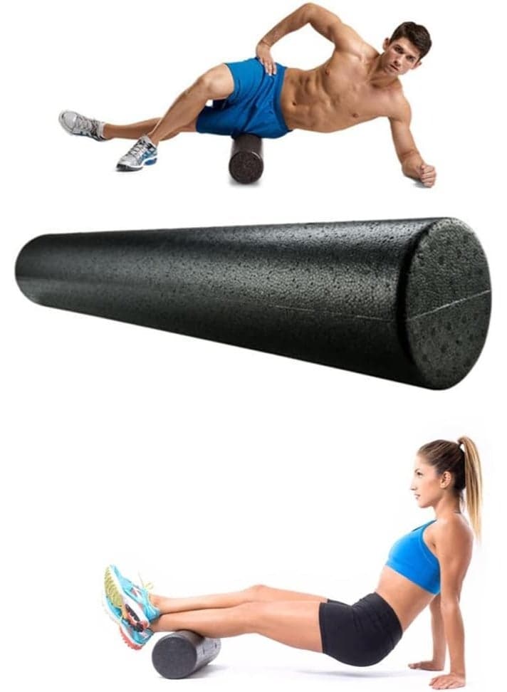 High Density Yoga Foam Roller for Back, Legs, Exercise, Massage, Muscle Recovery and Pain Relief – 90cm – Ideal for All Fitness Levels – Core Strength & Flexibility Trainer