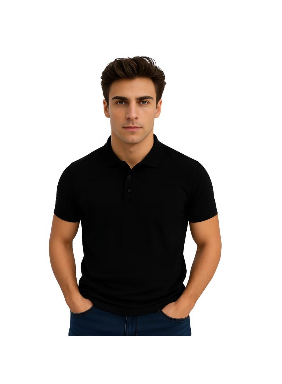 Basic Adult Unisex Polo Short Sleeve T-shirt 220 Gsm Black