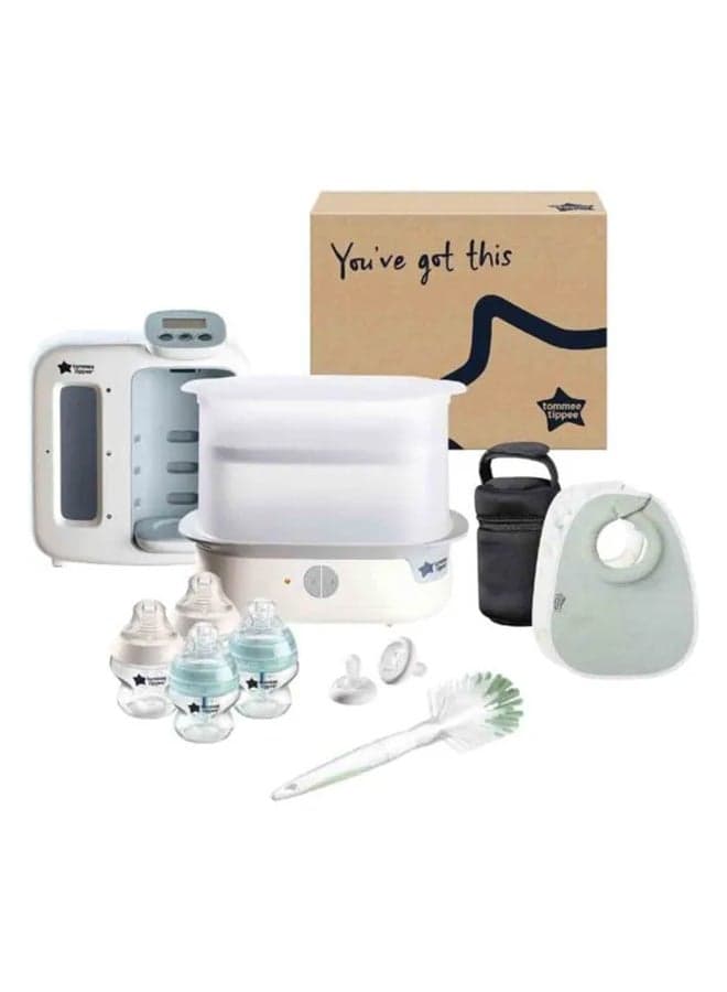 Ultimate Formula Feeding Kit White Gift set - Electric Steam Sterilizer/ Perfect Prep Day & Night/Closer to Nature bottles/Insulated bottle bag/Breast-Like soothers