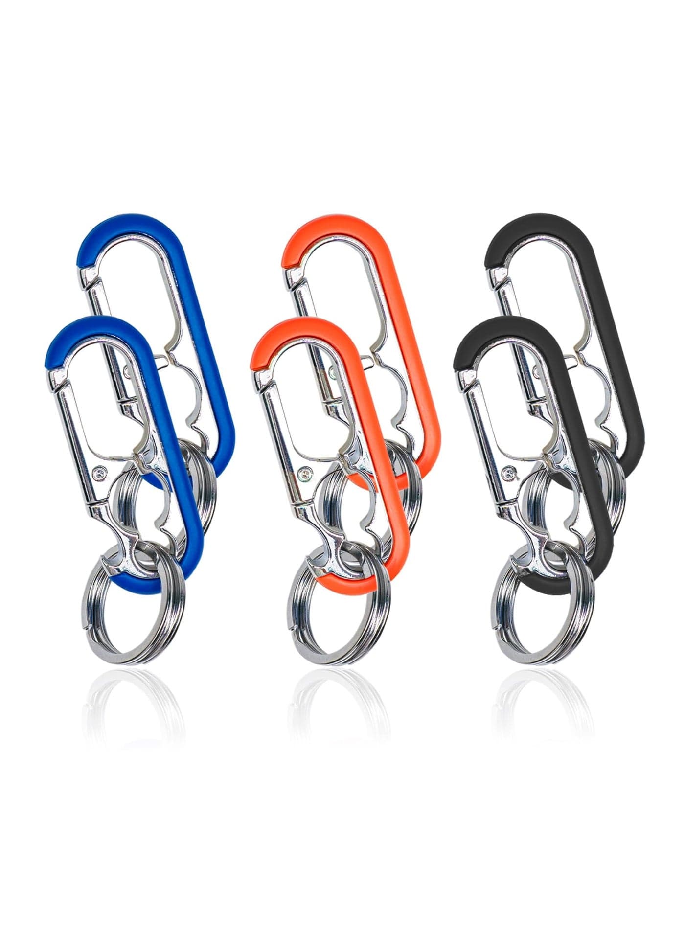 Bottle Opener Keychain, 6 Pcs Heavy Duty Keychain Double Keyrings Style Keychain Quick Release Key Chain for Men Women