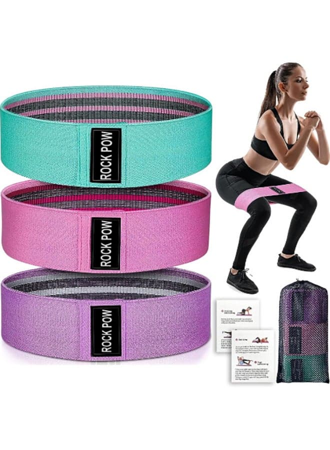 3-Piece Anti Slip Elastic Sports Fitness Bands For Legs And Butt 66X8cm