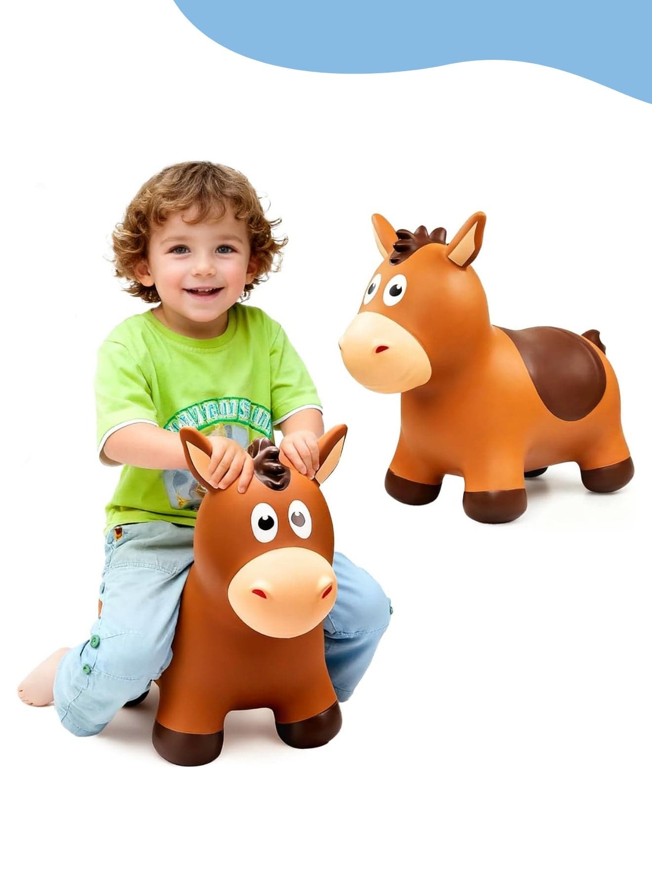 Bouncy Horse for Toddlers 1-3, Inflatable Ride on Bouncy Animal Hopper Toys for 3 4 5 Year Old Girl Boy Kids First Birthday Gift, Outdoor Indoor Soft Play Equipment