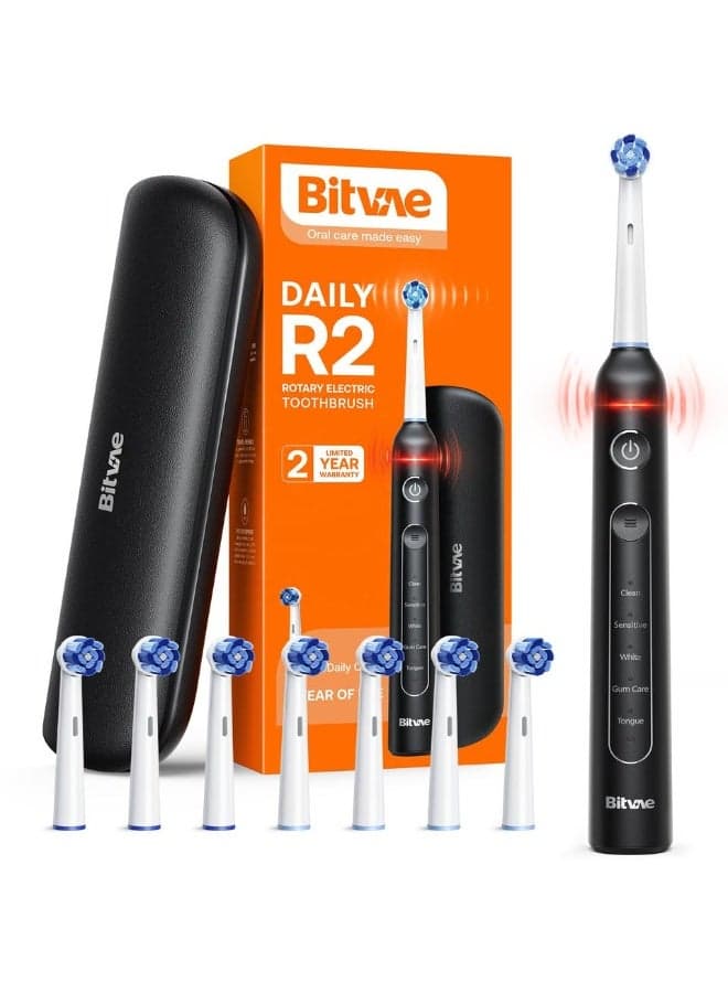 Bitvae BV R2 Rechargeable Electric Toothbrush for Adults, 5 Cleaning Modes, Soft Bristles, IPX7 Waterproof, Teeth Whitening Toothbrush