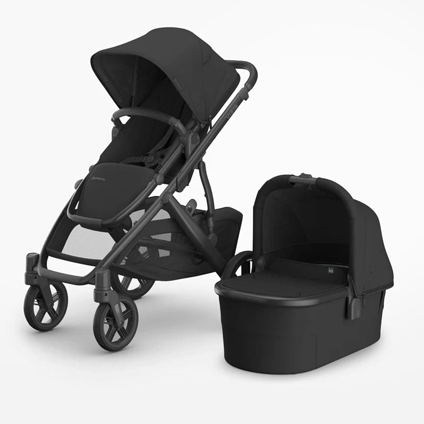 UPPAbaby Vista V3 Baby Stroller with Bassinet - Convertible Single to Double Stroller, Reversible Seat, One-Hand Fold, Black Leather
