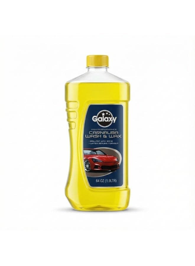Carnauba Wash & Wax Car Shampoo, 64 oz (1.9 L) – High Performance Foaming Cleaner with Brilliant Wax Shine & Water Beading Formula, Safe for Clear Coat