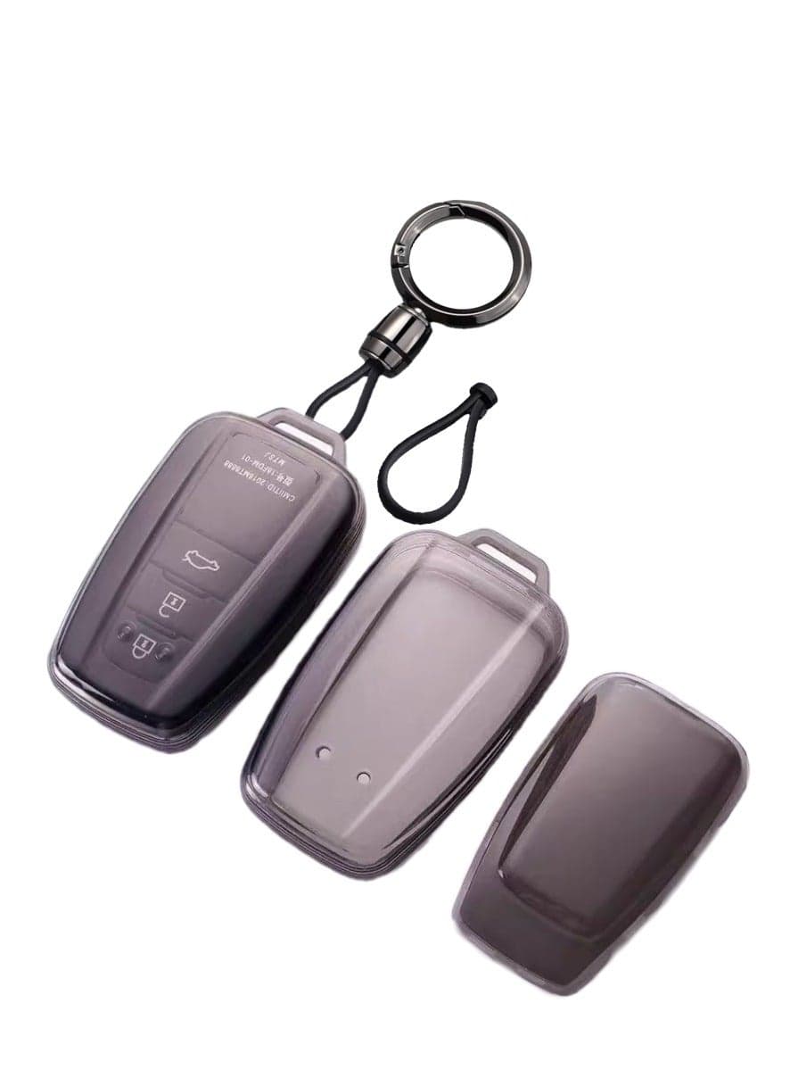 OUYoo for Toyota Key Fob Cover with Keychain Soft TPU Key Shell Case,For 2020-2022 Highlander,Corolla,Prius 2018-2024,RAV4,Camry2018-2023,C-HR Avalon GT86,Compatible with Toyota 2/3/4 button smart remote key, equipped with key chain.