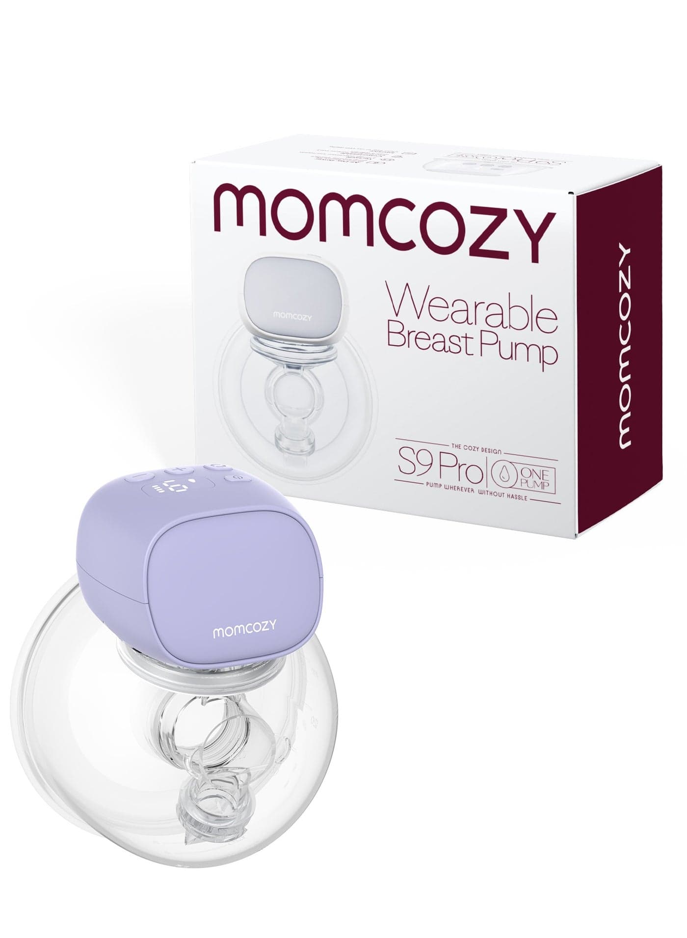 S9 Pro Single Wearable Breast Pump, Hands Free Electric Breast Pump of LED Display 24mm, Purple