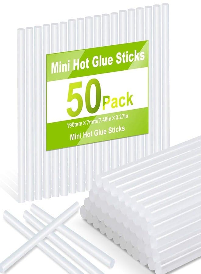 Hot Glue Gun Sticks,50pcs Glue Sticks, 190mm Long x 7mm Diameter, Mini Hot Glue Sticks Clear Glue Glue Sticks for Crafts, DIY Home Decor and Gluing Projects