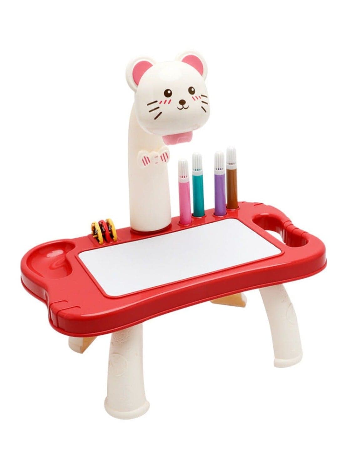 Kids Drawing Projector Table-Smart Learning Toy for Children Projection Painting Table Easy to Clean Big Size(Red)