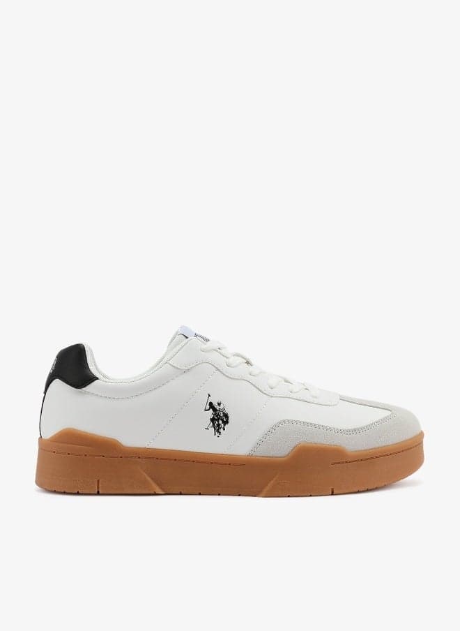 Men's White Low-Top Sneakers - Fashionable Lace-Up Style Shoes, Perfect for Every Outfit