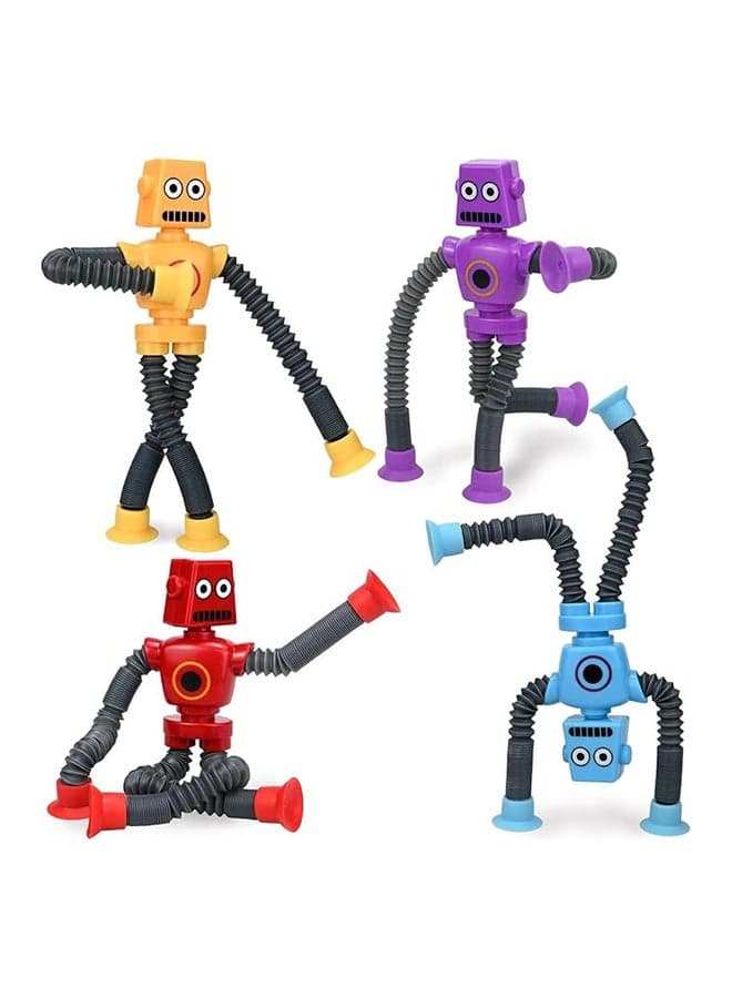 Toyland Pop Tubes Robot Fidget Toys (4 Pack), Telescopic Suction Cup Robotics Toy, Toddler Fine Motor Skills & Creative Learning, Autism Sensory Toys for Kids Age 3-6, Party Favors Boy Girl Gifts